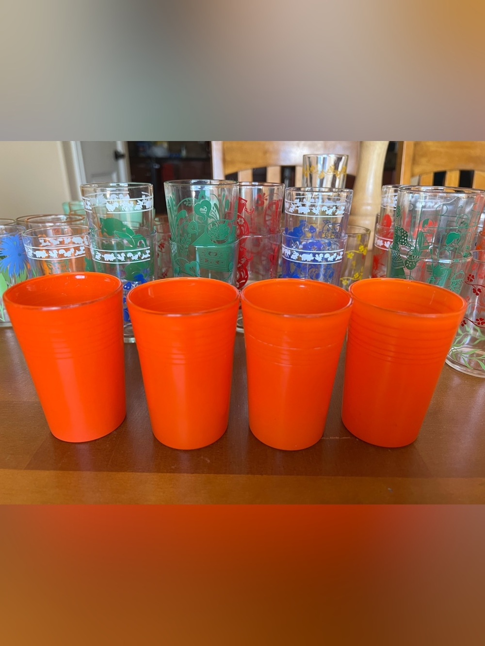 Vintage HAZEL ATLAS Kraft Swanky Swigs Orange Juice Glasses Set of 4